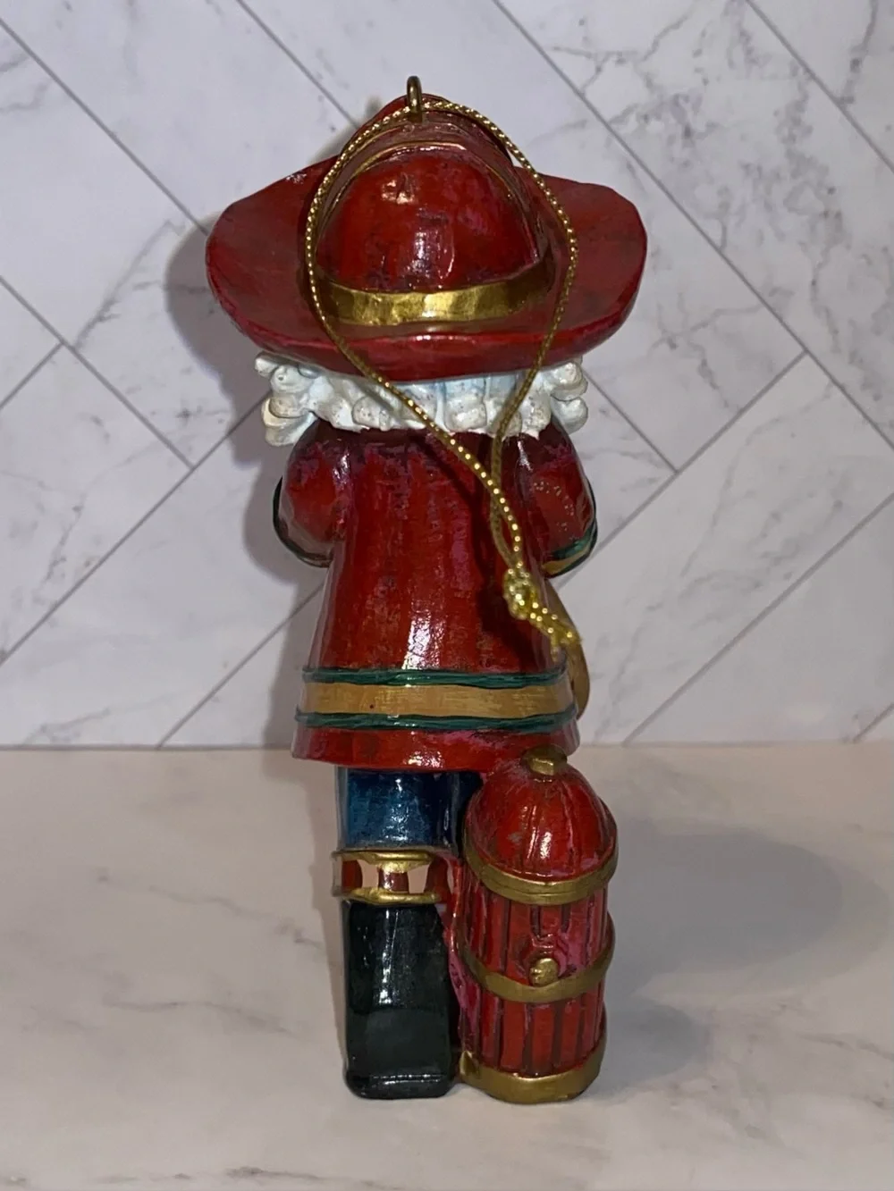 3/$15 Two Whimsical Folk Art Style Firefighter Christmas Ornaments
